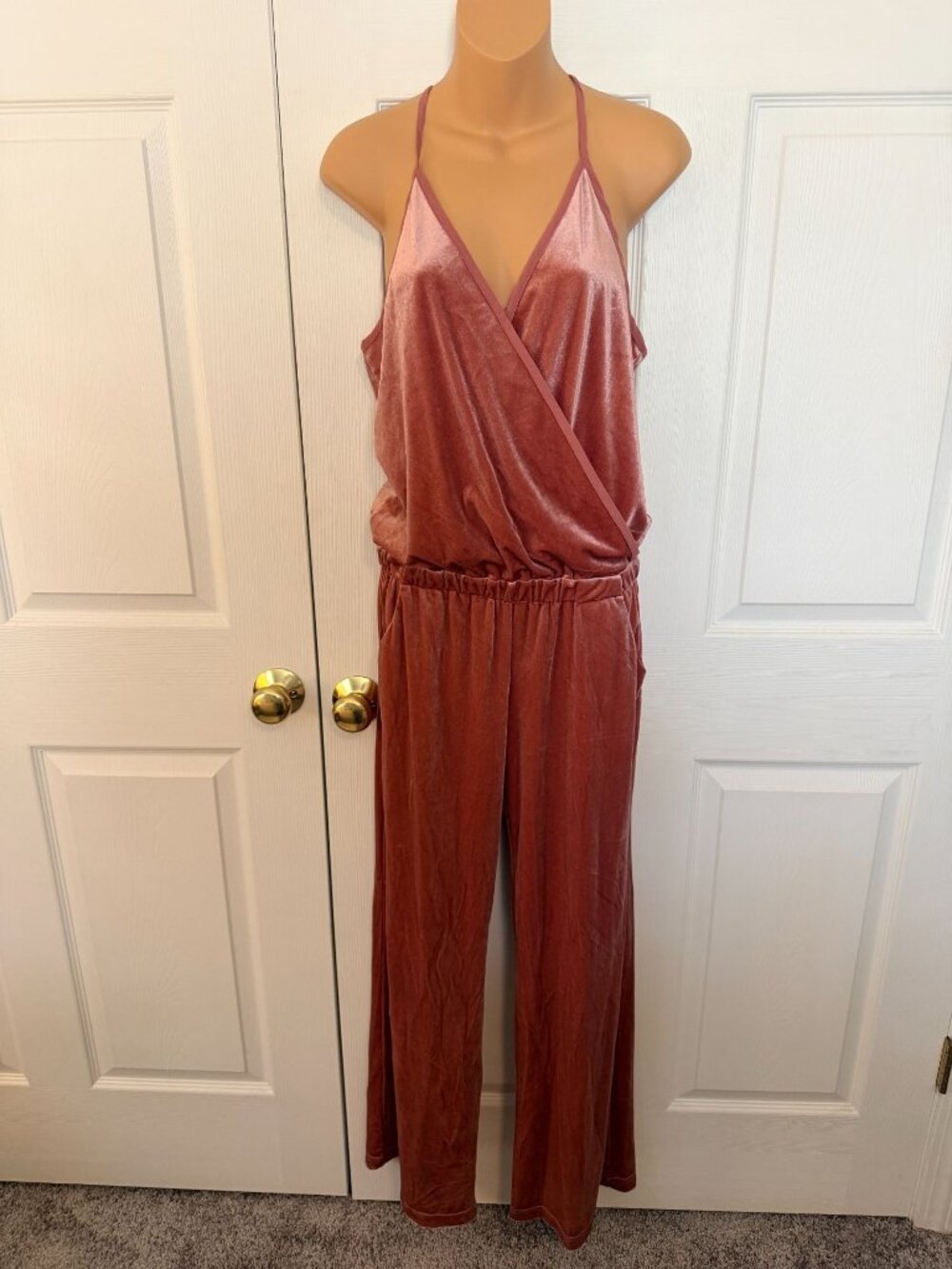 Young Fabulous & Broke Womens Pink Velour Jumpsuit S